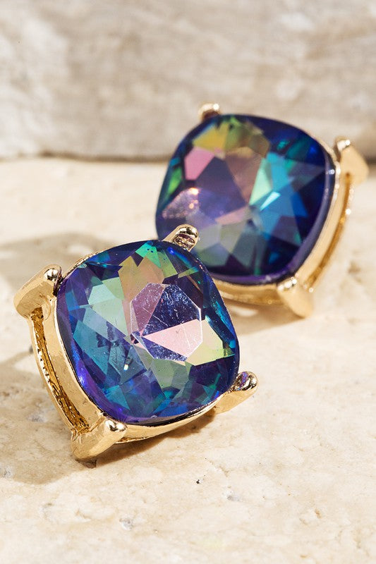 Faceted Glass Stud Earrings
