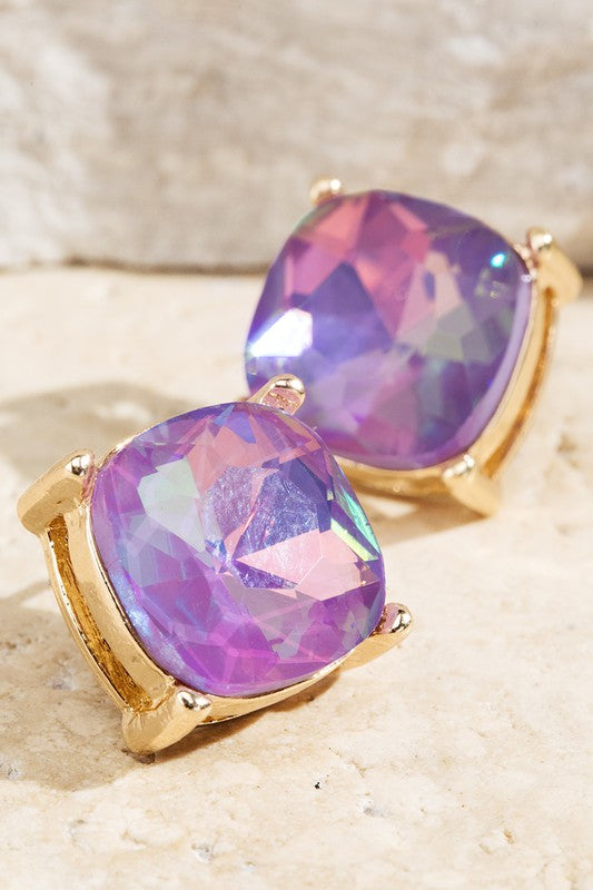 Faceted Glass Stud Earrings