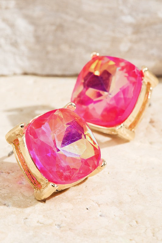 Faceted Glass Stud Earrings