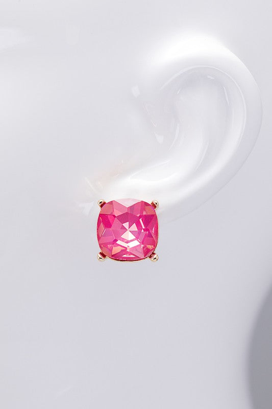 Faceted Glass Stud Earrings