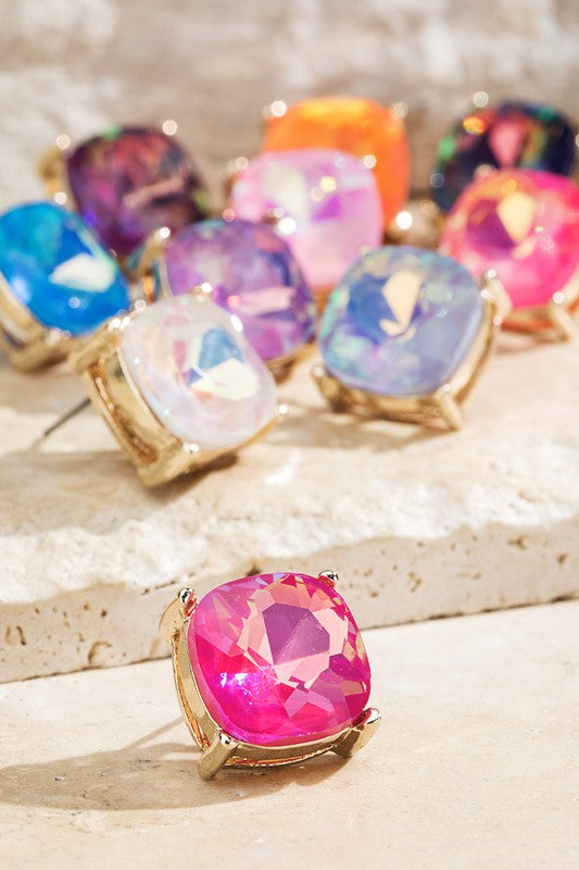 Faceted Glass Stud Earrings