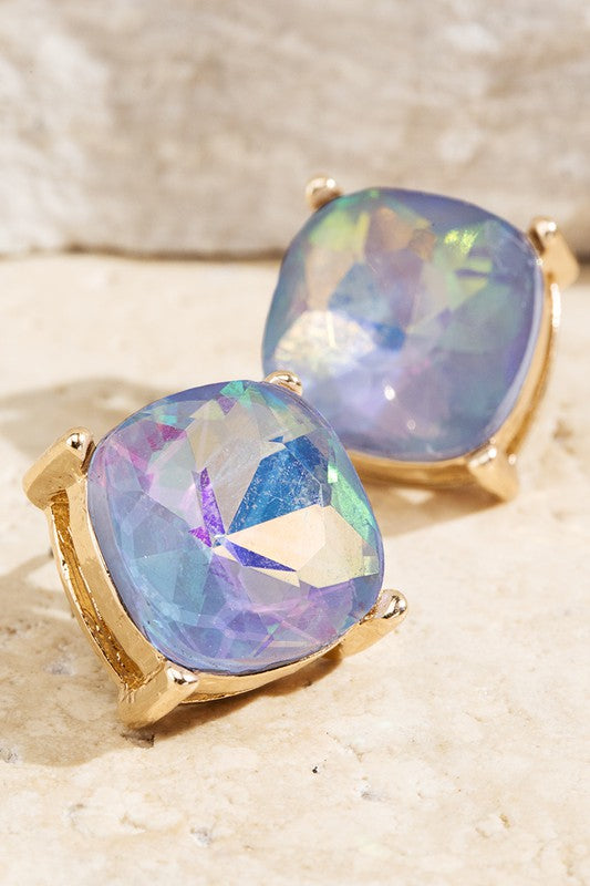 Faceted Glass Stud Earrings
