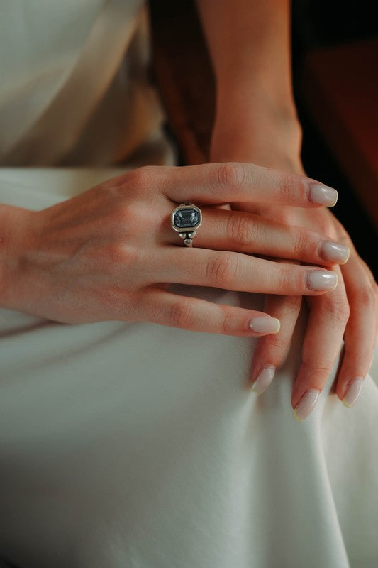 Adjustable Swarovski crystal 925 Silver plating ring