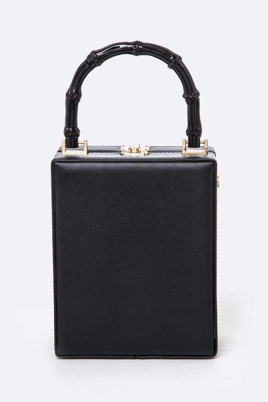 Glasses Lady Bamboo Handle Box Clutch Swing Bag