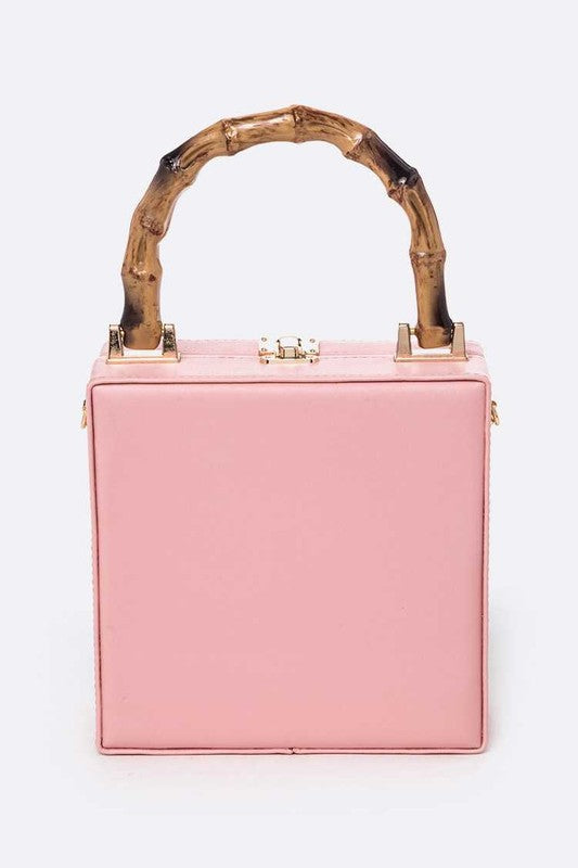 Sunglasses Lady Bamboo Handle Box Clutch Swing Bag