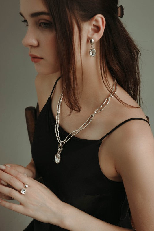 Pewter crystal earrings