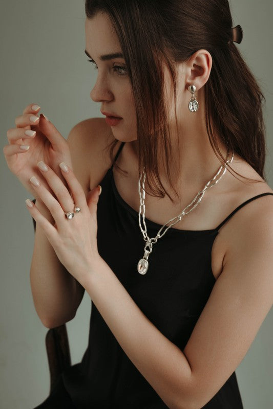 Pewter crystal earrings