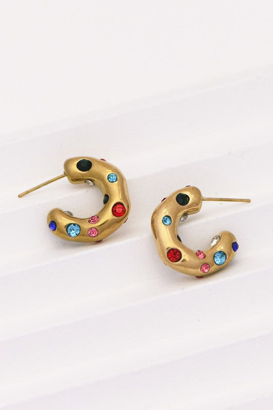 18k Waterproof Non-tarnish Stainless Steel Hoops