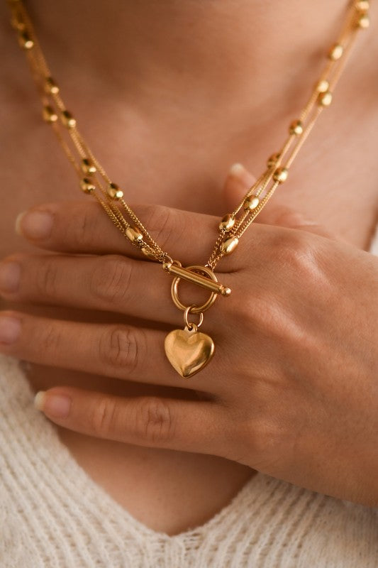 Heart 18k Gold Non-tarnish Stainless Steel Necklace