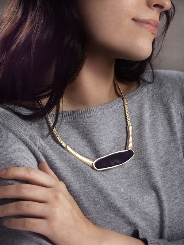 Herringbone Chain Plated Statement Necklace