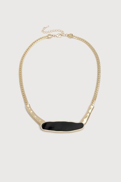 Herringbone Chain Plated Statement Necklace