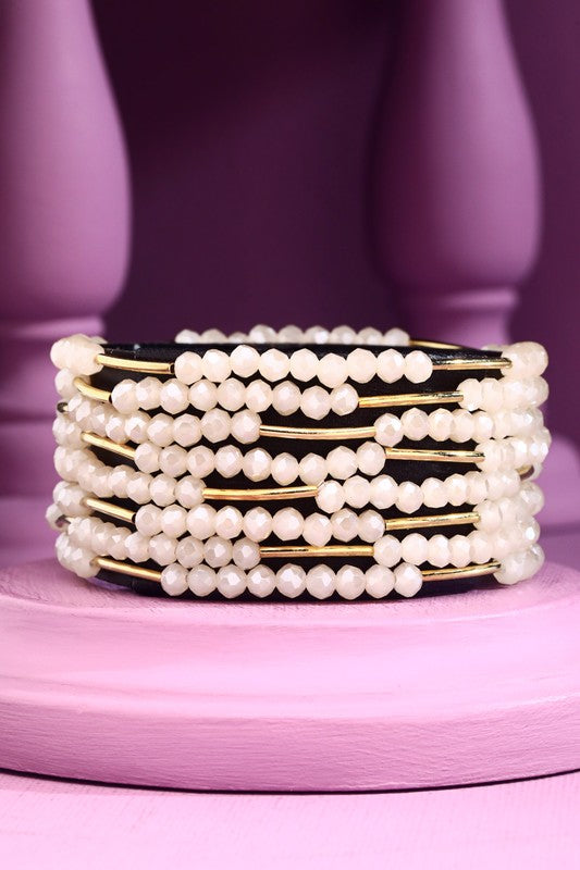 Stackable Glass Bead & Metal Bracelet
