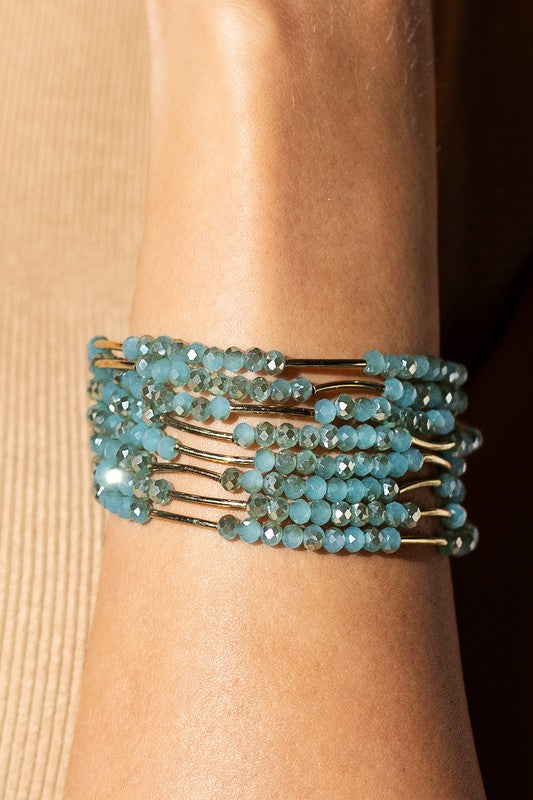 Stackable Glass Bead & Metal Bracelet