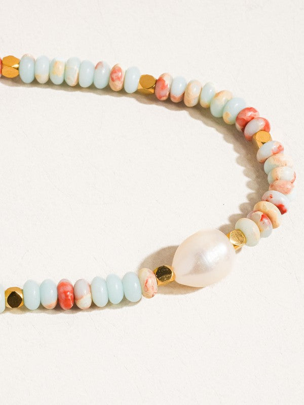 Non-tarnish Boho Beaded Pearl Necklace