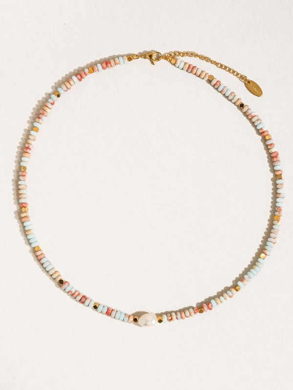 Non-tarnish Boho Beaded Pearl Necklace