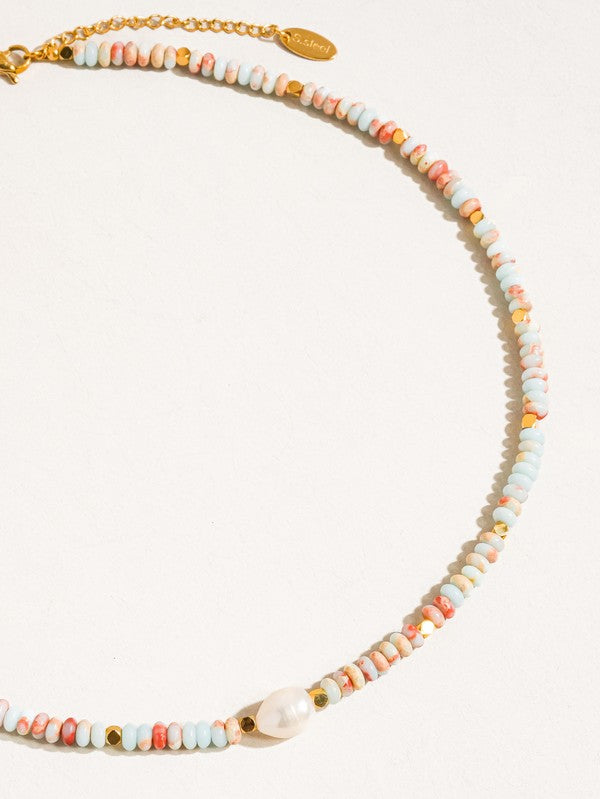 Non-tarnish Boho Beaded Pearl Necklace