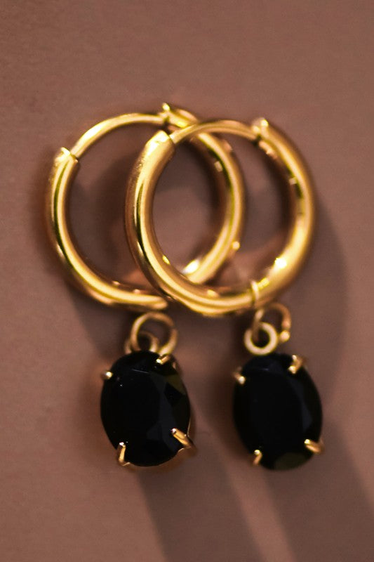 Black Waterproof Non-tarnish Stainless Steel Earrings
