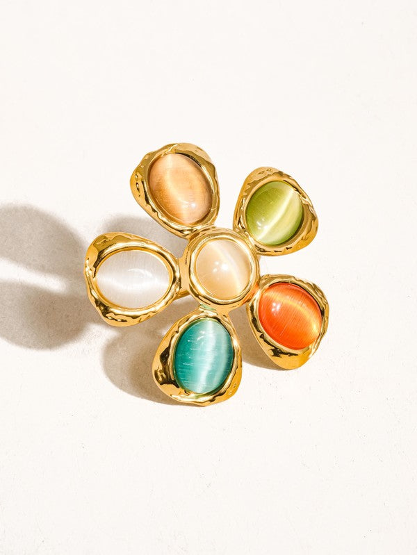 Vintage Stone Floral Ring