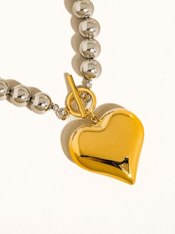 Two Tone Heart Necklace or Bracelet
