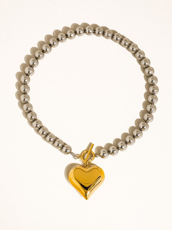 Two Tone Heart Necklace or Bracelet