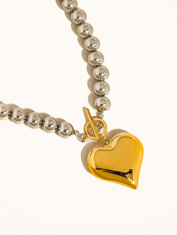 Two Tone Heart Necklace or Bracelet