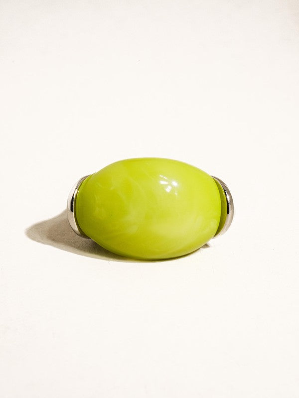 Platinum Green Jade Statement Ring