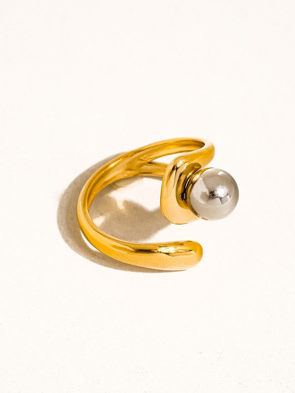 Two Tone Ball Band Ring