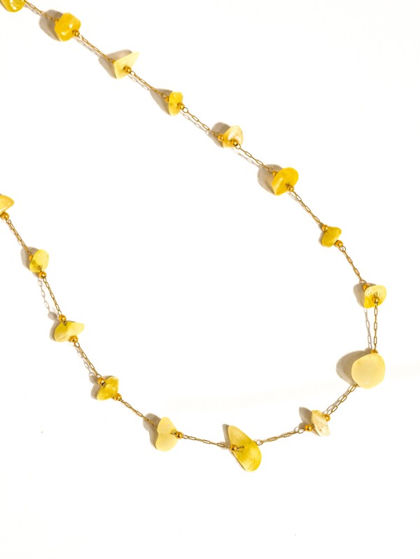 18k Gold Non-tarnish Crushed Stone Necklace