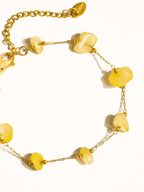 18k Gold Non-tarnish Crushed Stone Bracelet