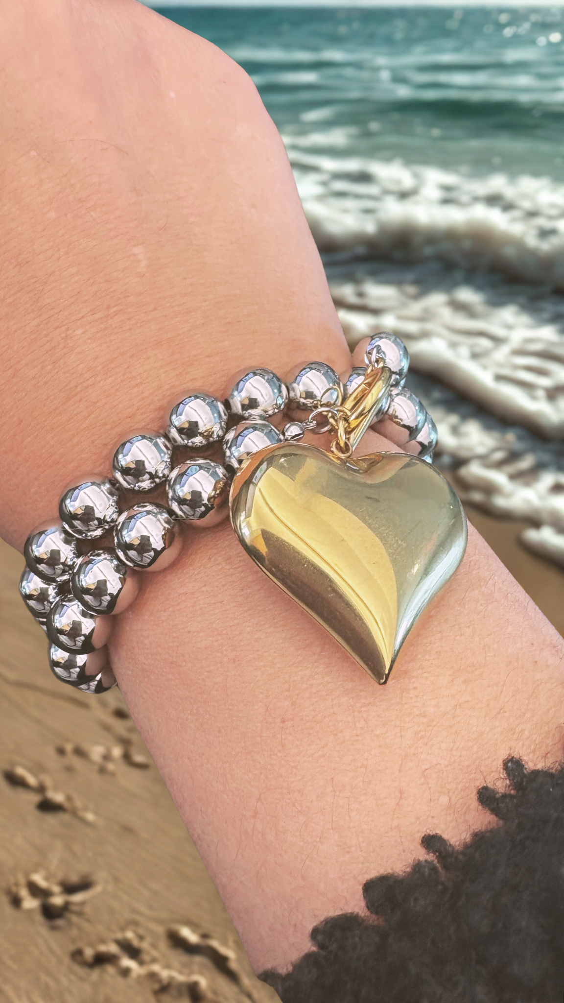 Two Tone Heart Necklace or Bracelet