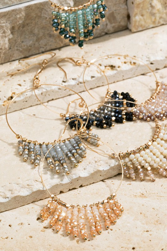 Beaded Tassel And Ring Earrings