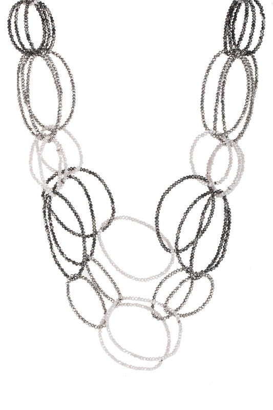 Crystal Beaded Link Oval Necklace
