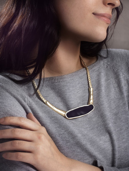 Herringbone Chain Plated Statement Necklace