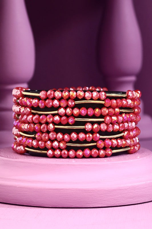 Stackable Glass Bead & Metal Bracelet