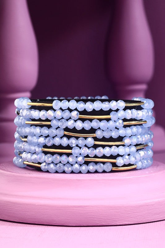 Stackable Glass Bead & Metal Bracelet