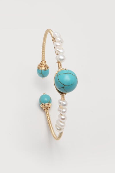 Turquoise Pearled Cuff Bracelet