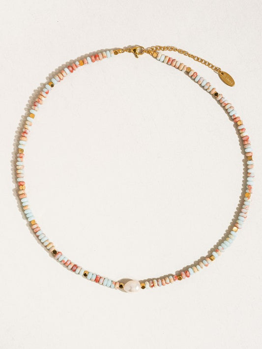 Non-tarnish Boho Beaded Pearl Necklace