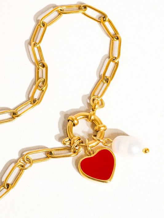 Heart Pearl Chain Bracelet