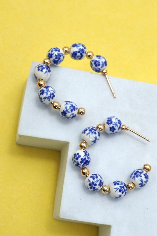 Porcelain Hoop 18k Stainless Steel Tarnish Free