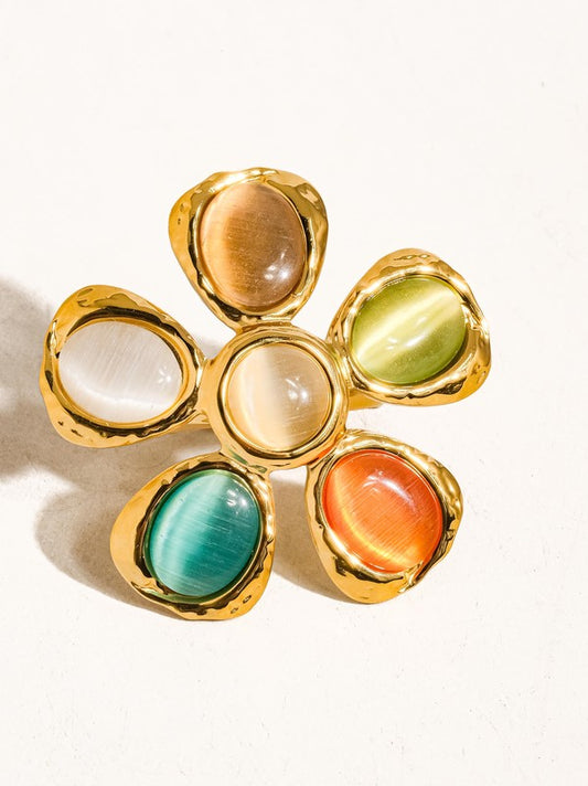 Vintage Stone Floral Ring