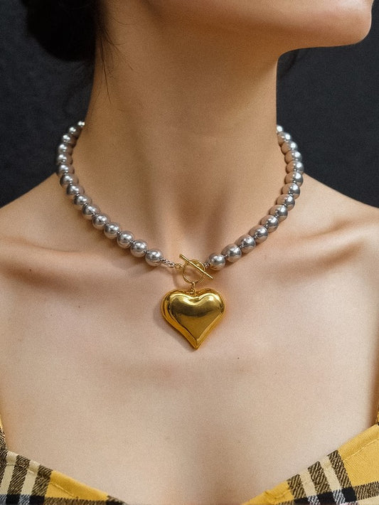 Two Tone Heart Necklace or Bracelet