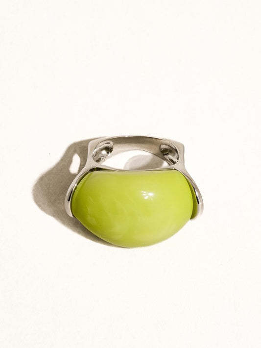 Platinum Green Jade Statement Ring