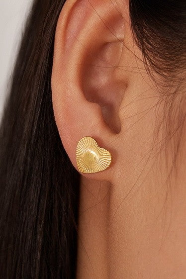 Heart Stud Earrings 18k Stainless Steel Waterproof Tarnish Free Ear