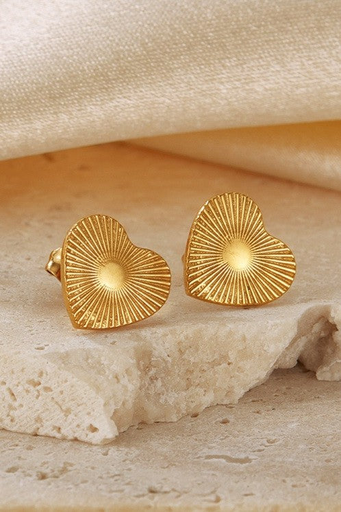 Heart Stud Earrings 18k Stainless Steel Waterproof Tarnish Free Ear