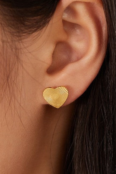 Heart Stud Earrings 18k Stainless Steel Waterproof Tarnish Free Ear
