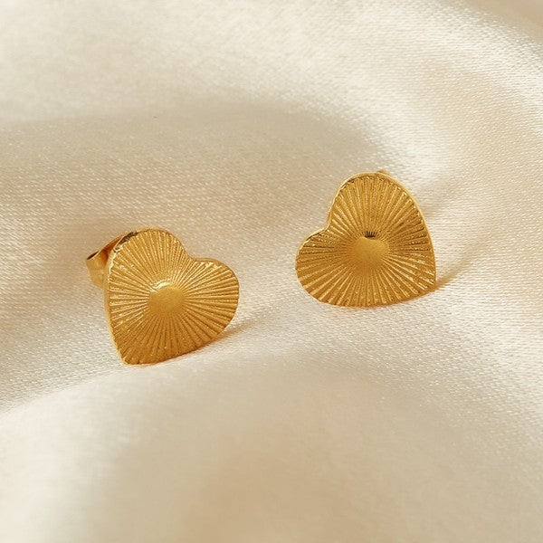 Heart Stud Earrings 18k Stainless Steel Waterproof Tarnish Free Ear