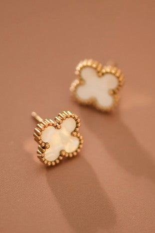 18k Waterproof Stainless Steel Clover Studs
