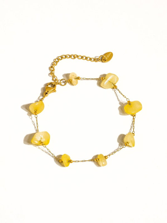 18k Gold Non-tarnish Crushed Stone Bracelet