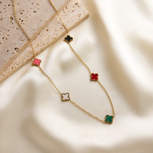 Clover multi color Necklace 18k Stainless Steel Tarnish Free