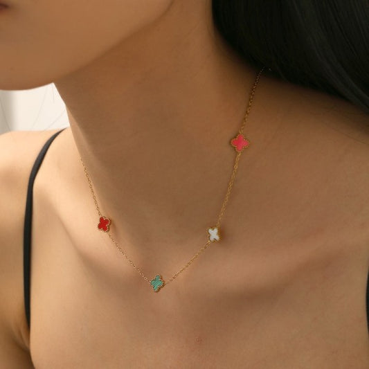 Clover multi color Necklace 18k Stainless Steel Tarnish Free